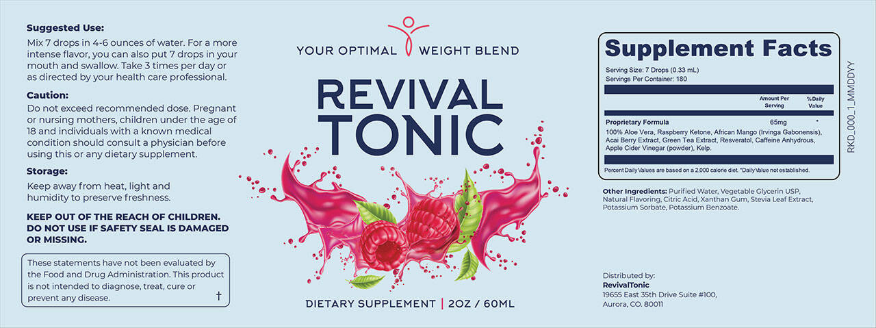 Revival Tonic weight loss supplement Facts